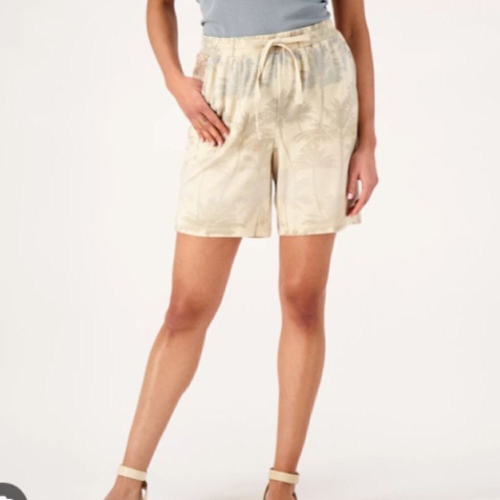 Denim & Co by The Beach Shorts Palm Pattern Sz 2X